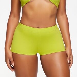 SKIMS Recycled Swim Cut Out Mid Waist Boyshort BB-CKY-3660 Citrus (Neon Lime) XS